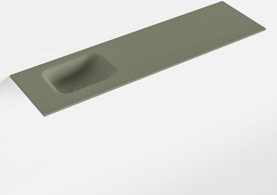 Mondiaz LEX Army solid surface inleg wastafel voor toiletmeubel 110cm. Positie wasbak links