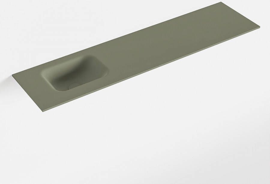 Mondiaz LEX Army solid surface inleg wastafel voor toiletmeubel 120cm. Positie wasbak links