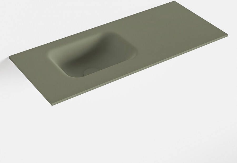 Mondiaz LEX Army solid surface inleg wastafel voor toiletmeubel 70cm. Positie wasbak links