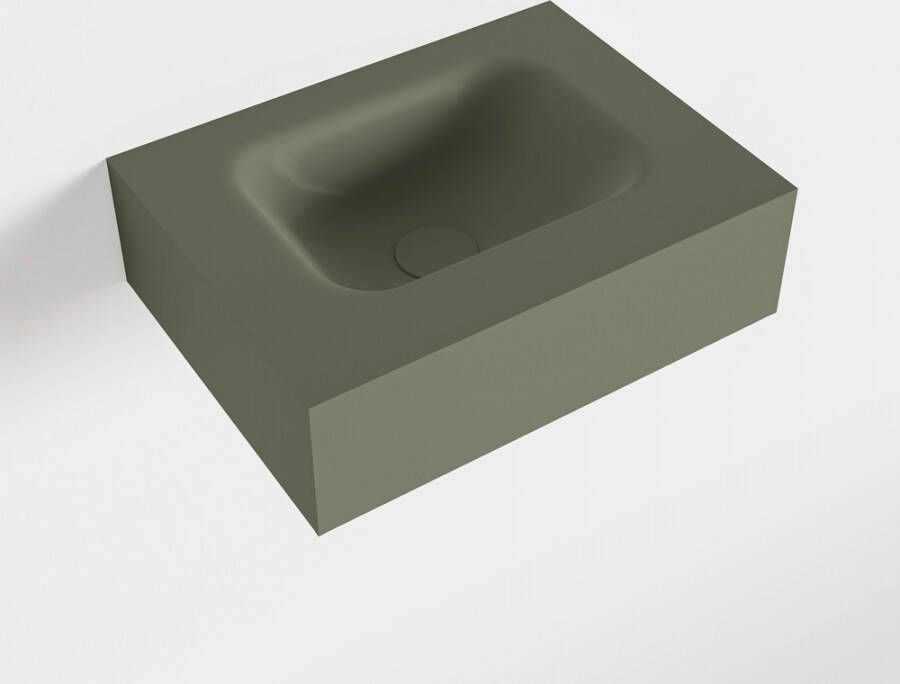 Mondiaz LEX Opbouwwastafel 40x30x12cm 0 kraangaten wasbak midden Solid Surface Army mat F52101Army