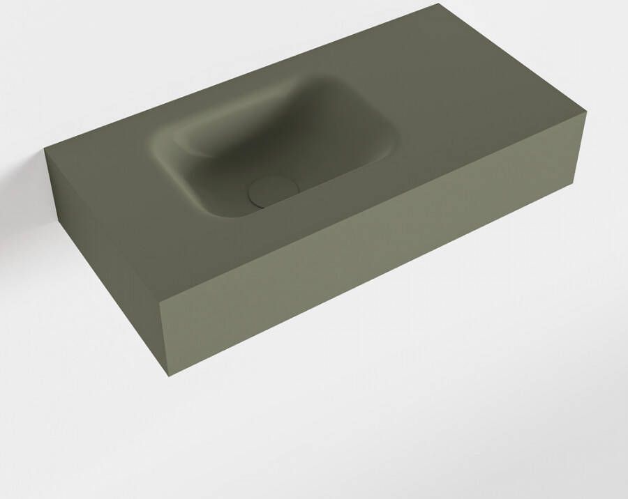 Mondiaz LEX Opbouwwastafel 60x30x12cm 0 kraangaten wasbak links Solid Surface Army mat F52108Army