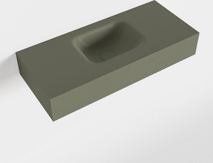 Mondiaz LEX Opbouwwastafel 70x30x12cm 0 kraangaten wasbak midden Solid Surface Army mat F52110Army