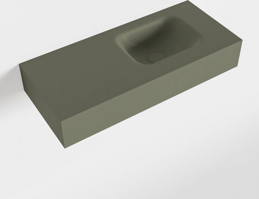 Mondiaz LEX Opbouwwastafel 70x30x12cm 0 kraangaten wasbak rechts Solid Surface Army mat F52112Army
