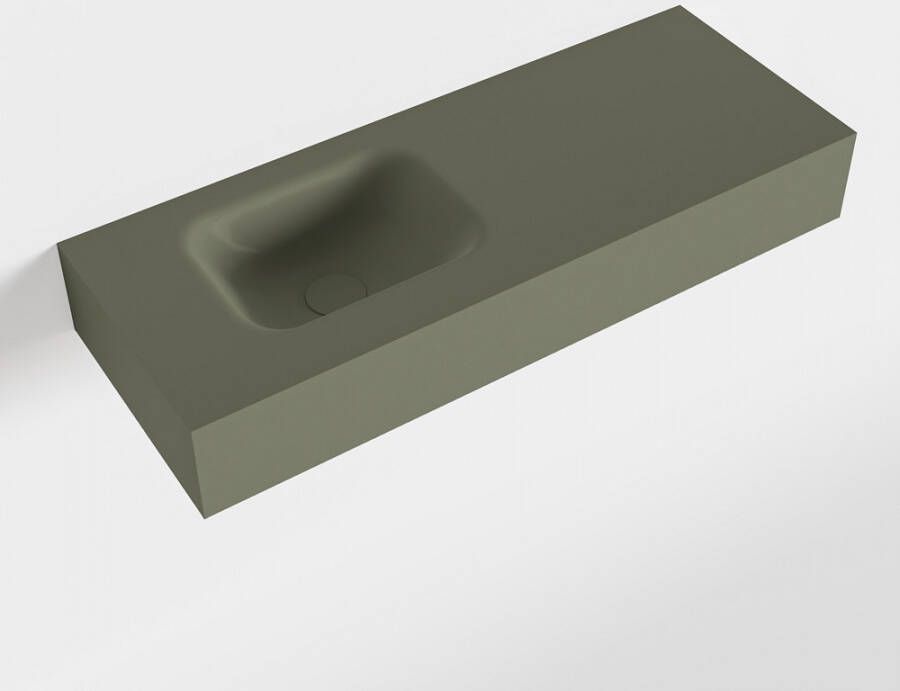 Mondiaz LEX Opbouwwastafel 80x30x12cm 0 kraangaten wasbak links Solid Surface Army mat F52114Army