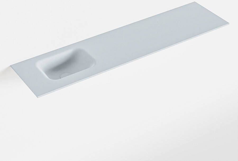 Mondiaz LEX Clay solid surface inleg wastafel voor toiletmeubel 120cm. Positie wasbak links