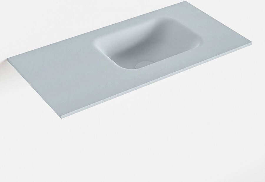 Mondiaz LEX Clay solid surface inleg wastafel voor toiletmeubel 60cm. Positie wasbak rechts