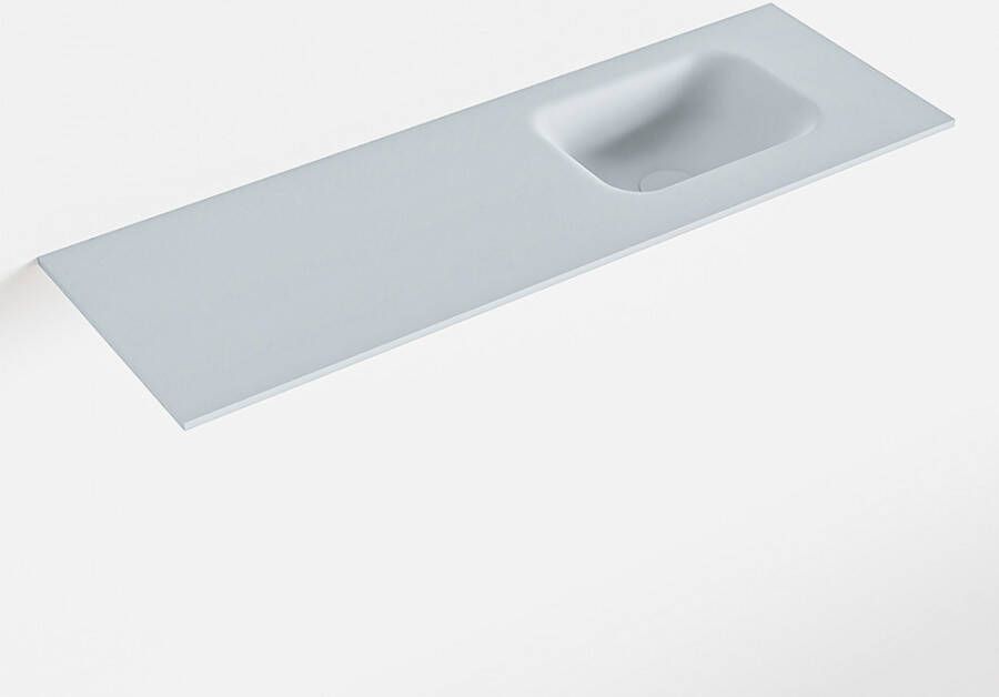 Mondiaz LEX Clay solid surface inleg wastafel voor toiletmeubel 90cm. Positie wasbak rechts