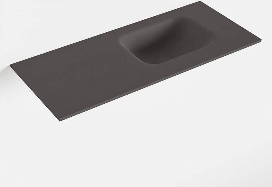 Mondiaz LEX Dark_grey solid surface inleg wastafel voor toiletmeubel 70cm. Positie wasbak rechts