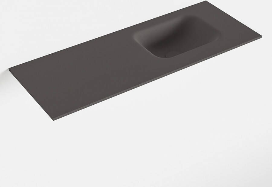 Mondiaz LEX Dark_grey solid surface inleg wastafel voor toiletmeubel 80cm. Positie wasbak rechts