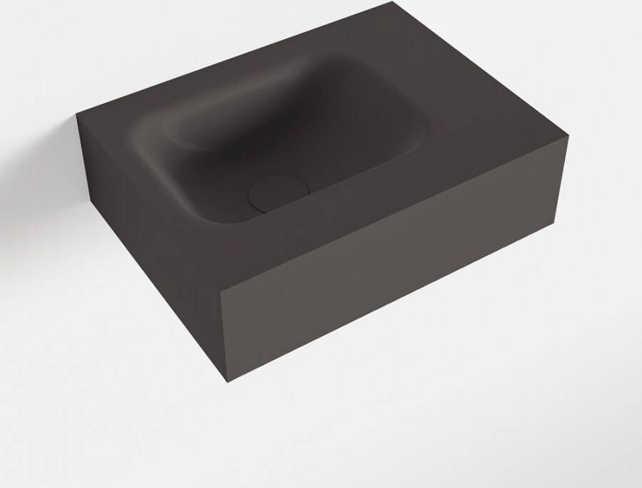 Mondiaz LEX Opbouwwastafel 40x30x12cm 0 kraangaten wasbak links Solid Surface Dark grey mat F52102Dark_grey