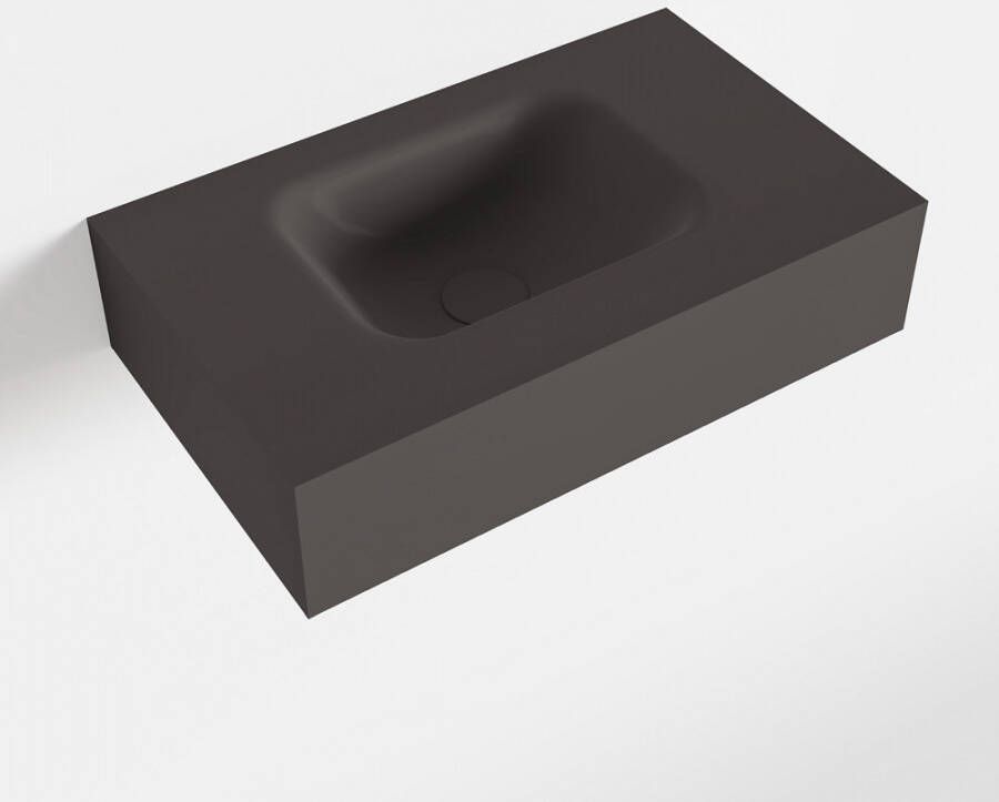 Mondiaz LEX Opbouwwastafel 50x30x12cm 0 kraangaten wasbak links Solid Surface Dark grey mat F52105Dark_grey