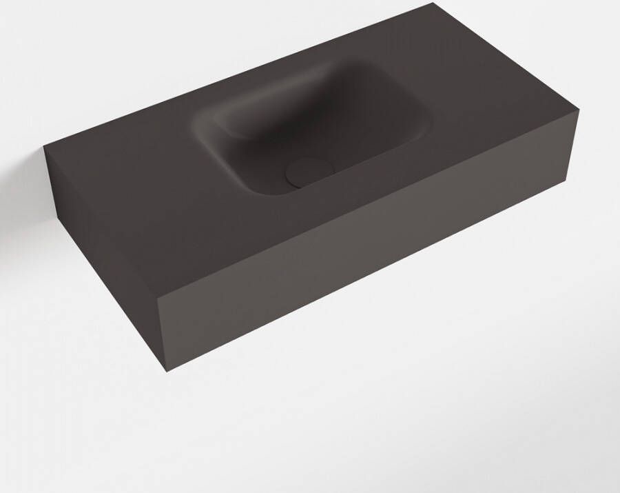 Mondiaz LEX Dark_grey vrijhangende solid surface wastafel 60cm. Positie wasbak midden