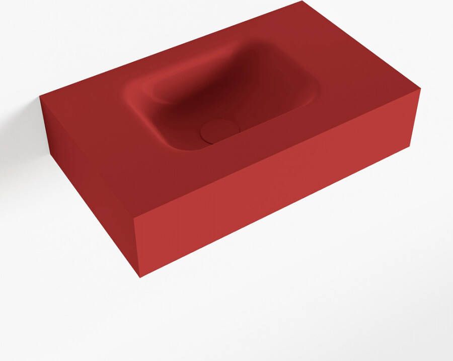 Mondiaz LEX Opbouwwastafel 50x30x12cm 0 kraangaten wasbak links Solid Surface mat F52105Fire