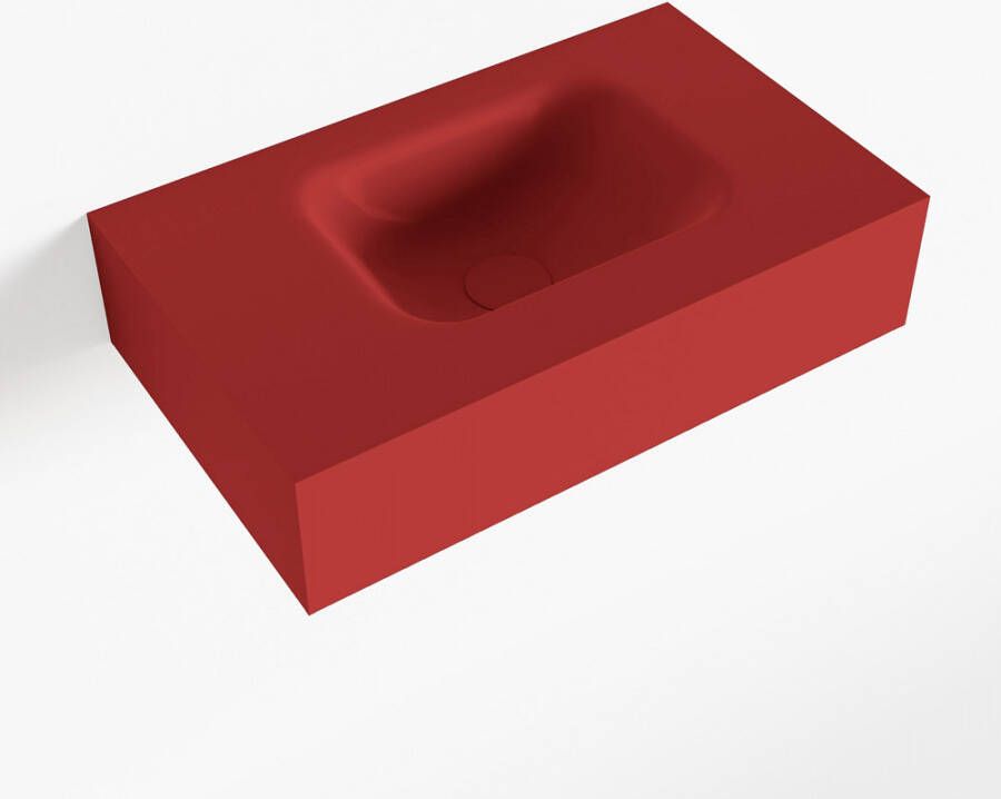 Mondiaz LEX Opbouwwastafel 50x30x12cm 0 kraangaten wasbak rechts Solid Surface mat F52106Fire