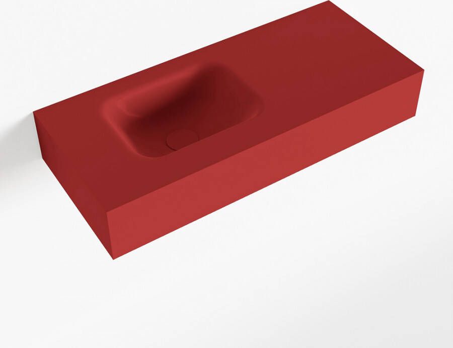 Mondiaz LEX Opbouwwastafel 70x30x12cm 0 kraangaten wasbak links Solid Surface mat F52111Fire