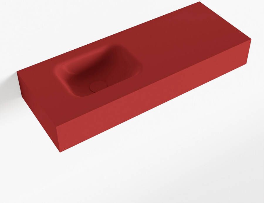 Mondiaz LEX Opbouwwastafel 80x30x12cm 0 kraangaten wasbak links Solid Surface mat F52114Fire