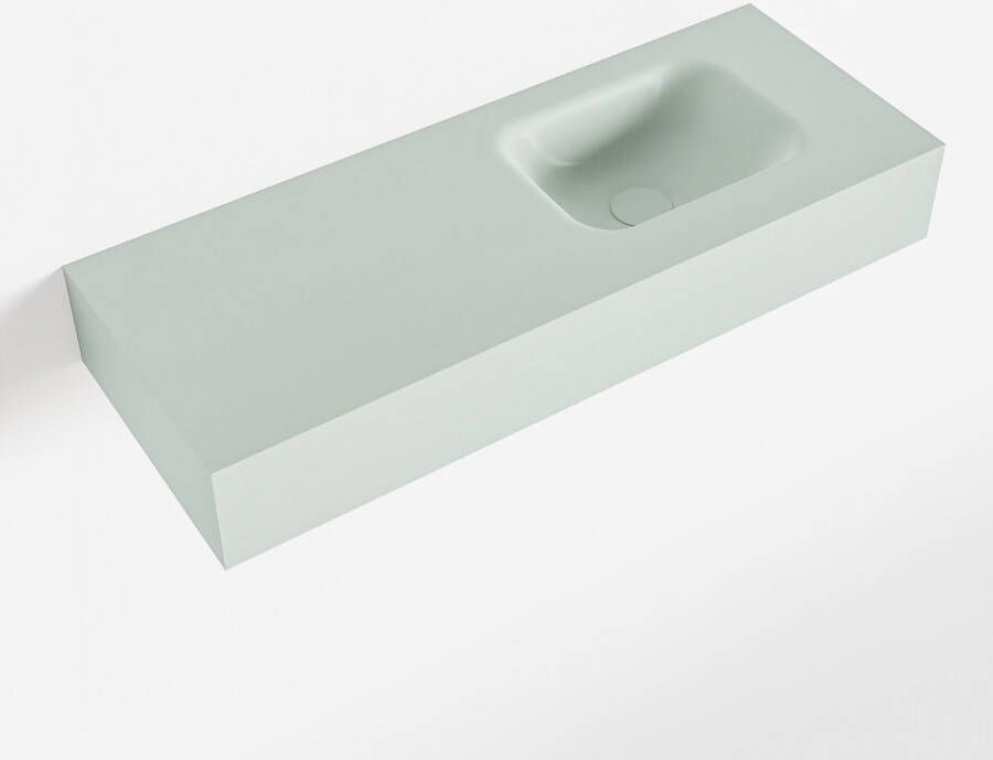 Mondiaz LEX Opbouwwastafel 80x30x12cm 0 kraangaten wasbak rechts Solid Surface Greey mat F52115Greey