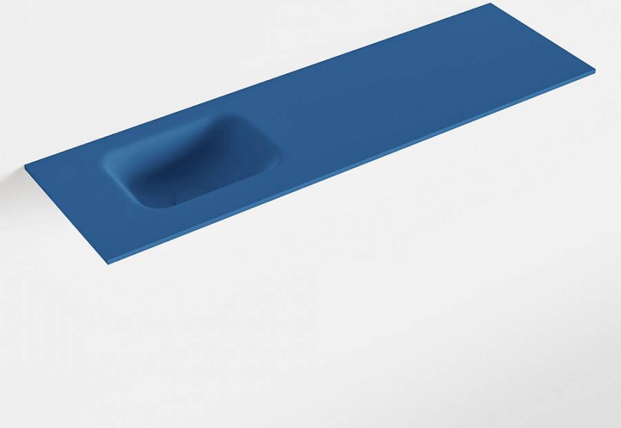 Mondiaz LEX Jeans solid surface inleg wastafel voor toiletmeubel 100cm. Positie wasbak links