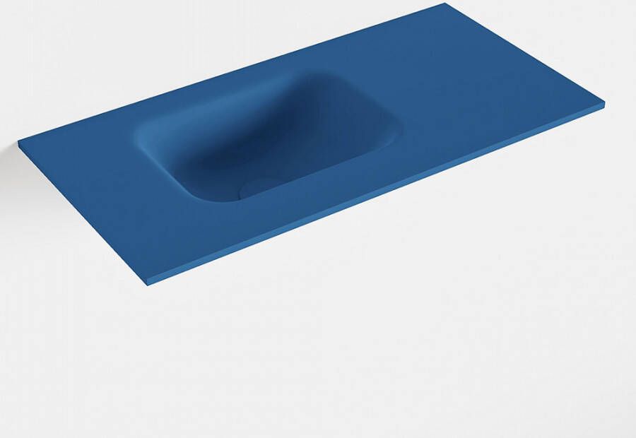 Mondiaz LEX Jeans solid surface inleg wastafel voor toiletmeubel 60cm. Positie wasbak links