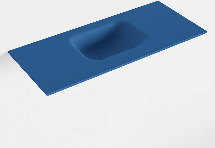 Mondiaz LEX Jeans solid surface inleg wastafel voor toiletmeubel 70cm. Positie wasbak midden