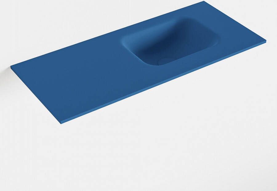 Mondiaz LEX Jeans solid surface inleg wastafel voor toiletmeubel 70cm. Positie wasbak rechts