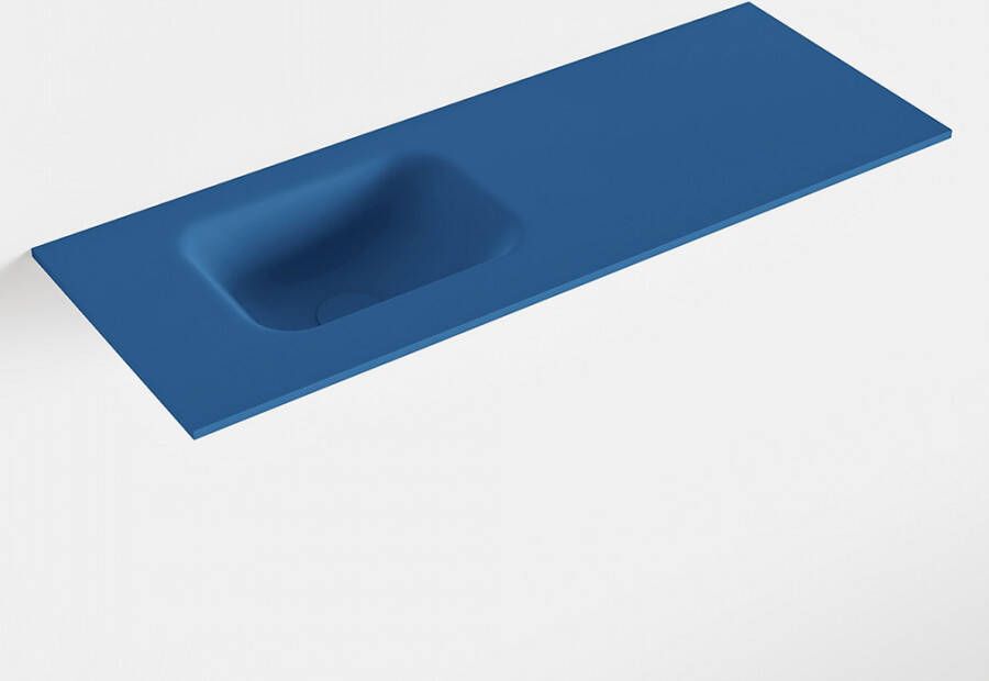 Mondiaz LEX Jeans solid surface inleg wastafel voor toiletmeubel 80cm. Positie wasbak links