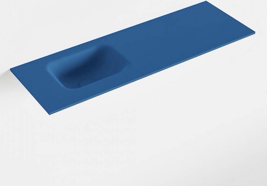 Mondiaz LEX Jeans solid surface inleg wastafel voor toiletmeubel 90cm. Positie wasbak links