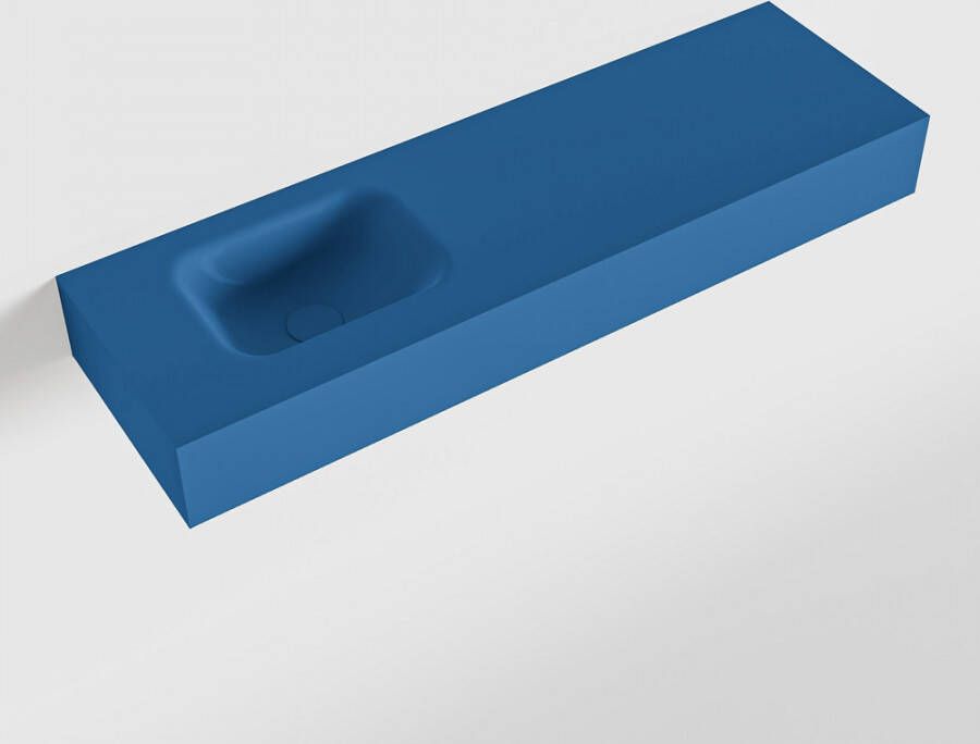 Mondiaz LEX Opbouwwastafel 100x30x12cm 0 kraangaten wasbak links Solid Surface mat F52120Jeans