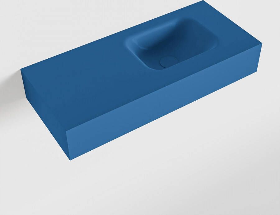 Mondiaz LEX Opbouwwastafel 70x30x12cm 0 kraangaten wasbak rechts Solid Surface mat F52112Jeans