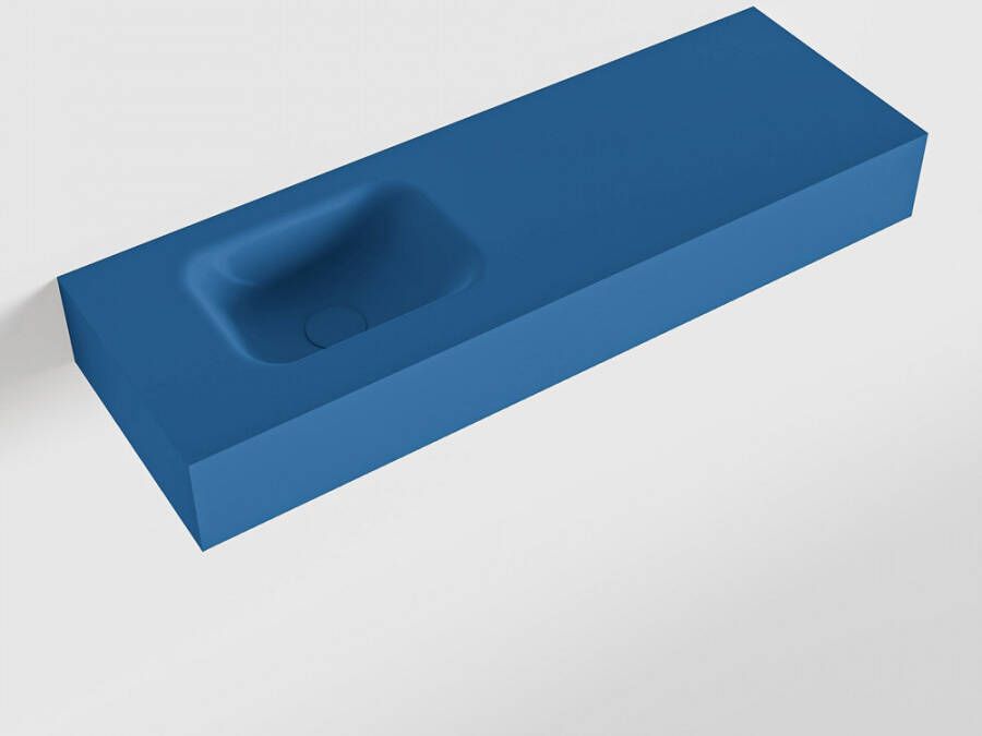 Mondiaz LEX Opbouwwastafel 90x30x12cm 0 kraangaten wasbak links Solid Surface mat F52117Jeans