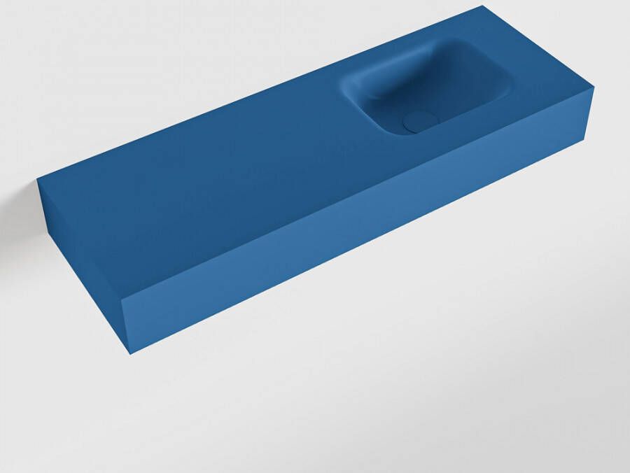 Mondiaz LEX Opbouwwastafel 90x30x12cm 0 kraangaten wasbak rechts Solid Surface mat F52118Jeans