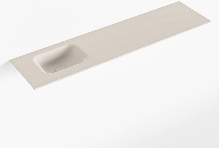 Mondiaz LEX Linen solid surface inleg wastafel voor toiletmeubel 120cm. Positie wasbak links