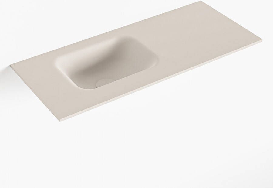 Mondiaz LEX Linen solid surface inleg wastafel voor toiletmeubel 70cm. Positie wasbak links
