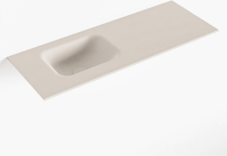 Mondiaz LEX Linen solid surface inleg wastafel voor toiletmeubel 80cm. Positie wasbak links