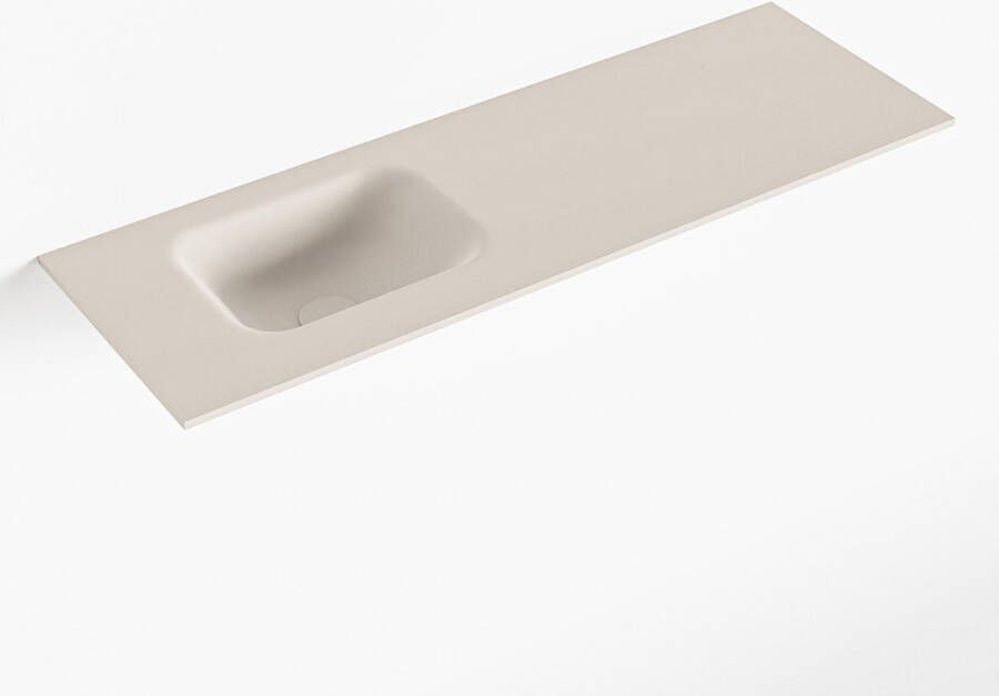 Mondiaz LEX Linen solid surface inleg wastafel voor toiletmeubel 90cm. Positie wasbak links