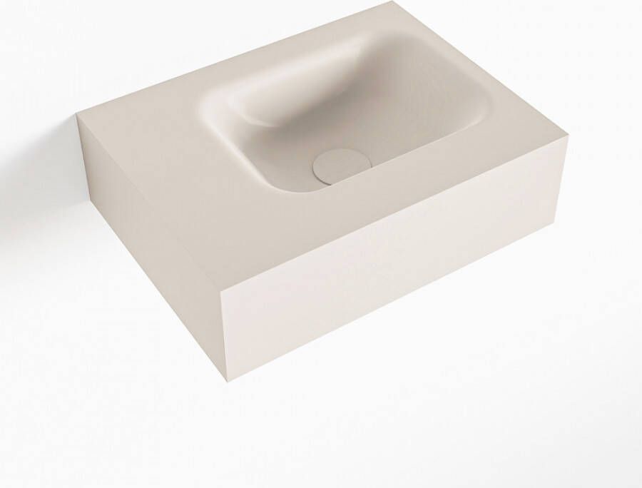 Mondiaz LEX Opbouwwastafel 40x30x12cm 0 kraangaten wasbak rechts Solid Surface Linen mat F52103Linen