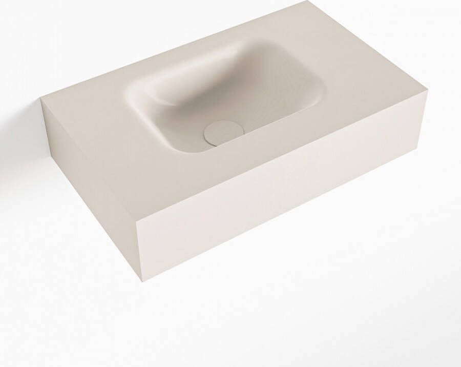 Mondiaz LEX Opbouwwastafel 50x30x12cm 0 kraangaten wasbak links Solid Surface Linen mat F52105Linen