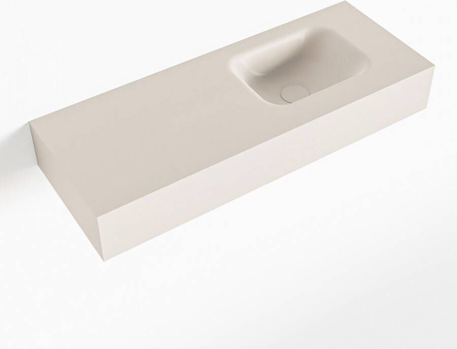 Mondiaz LEX Opbouwwastafel 80x30x12cm 0 kraangaten wasbak rechts Solid Surface Linen mat F52115Linen