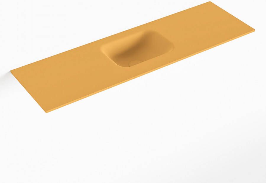 Mondiaz LEX Ocher solid surface inleg wastafel voor toiletmeubel 100cm. Positie wasbak midden