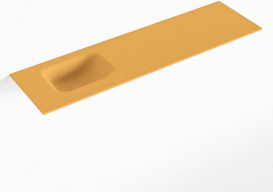 Mondiaz LEX Ocher solid surface inleg wastafel voor toiletmeubel 110cm. Positie wasbak links