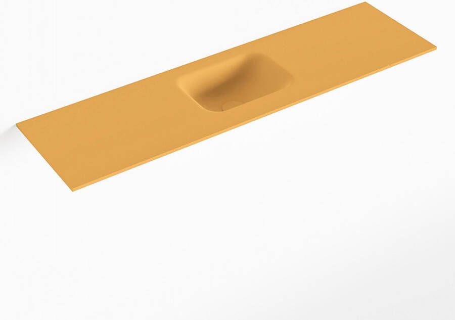 Mondiaz LEX Ocher solid surface inleg wastafel voor toiletmeubel 110cm. Positie wasbak midden