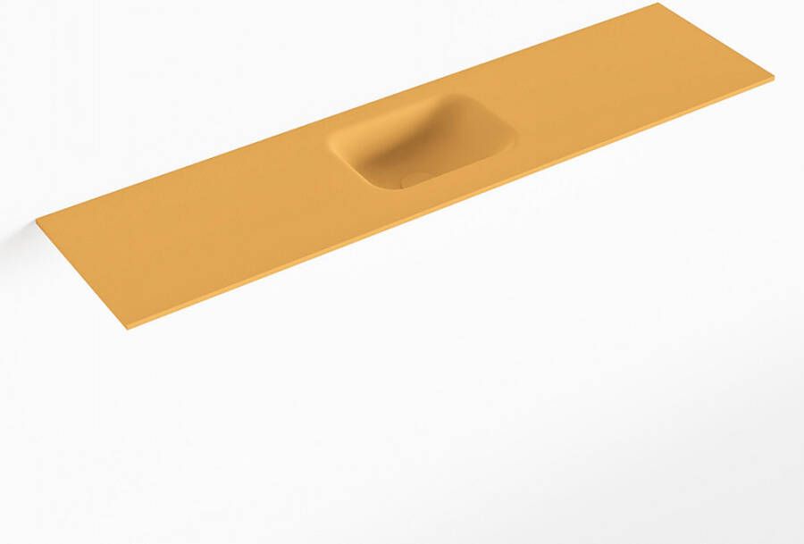 Mondiaz LEX Ocher solid surface inleg wastafel voor toiletmeubel 120cm. Positie wasbak midden