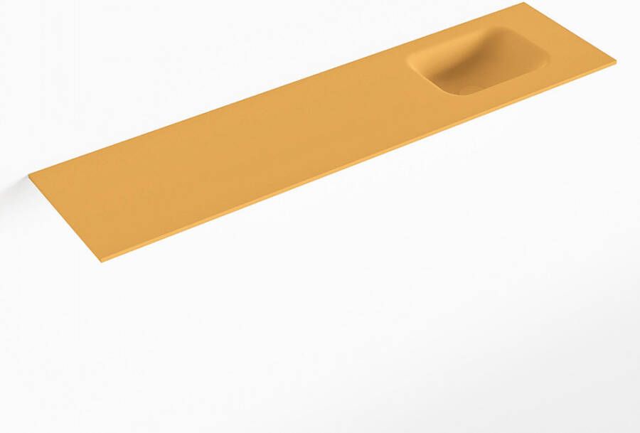 Mondiaz LEX Ocher solid surface inleg wastafel voor toiletmeubel 120cm. Positie wasbak rechts