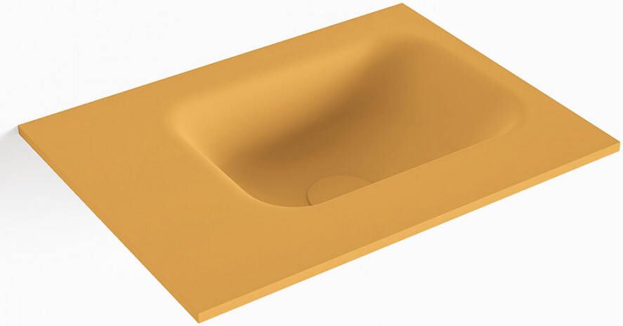 Mondiaz LEX Ocher solid surface inleg wastafel voor toiletmeubel 40cm. Positie wasbak rechts
