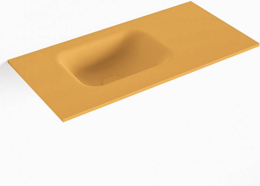 Mondiaz LEX Ocher solid surface inleg wastafel voor toiletmeubel 60cm. Positie wasbak links