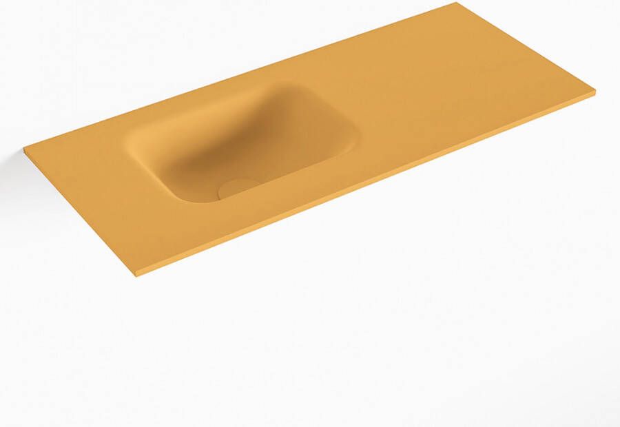 Mondiaz LEX Ocher solid surface inleg wastafel voor toiletmeubel 70cm. Positie wasbak links