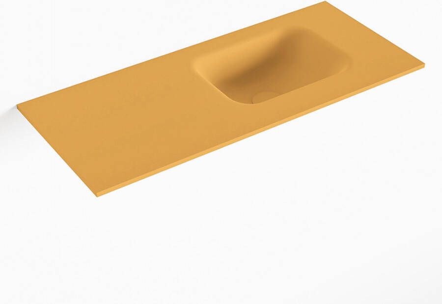 Mondiaz LEX Ocher solid surface inleg wastafel voor toiletmeubel 70cm. Positie wasbak rechts