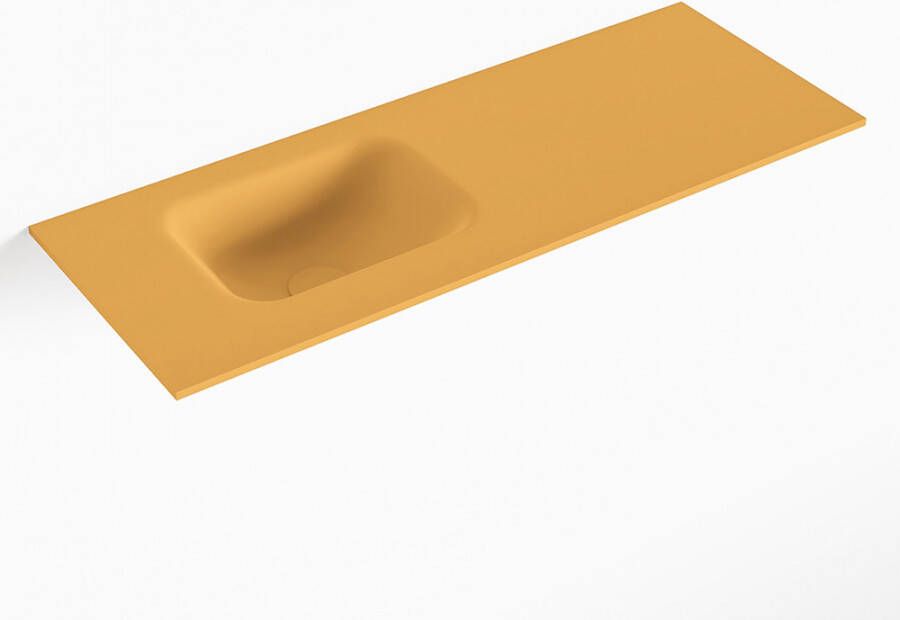 Mondiaz LEX Ocher solid surface inleg wastafel voor toiletmeubel 80cm. Positie wasbak links