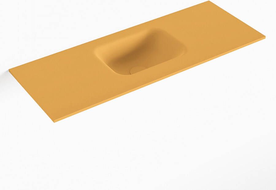 Mondiaz LEX Ocher solid surface inleg wastafel voor toiletmeubel 80cm. Positie wasbak midden