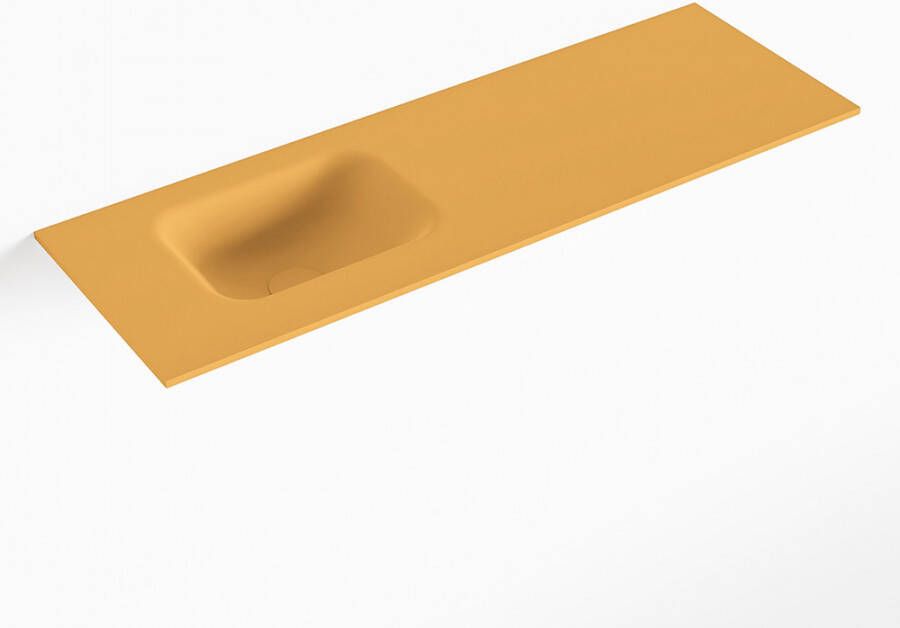 Mondiaz LEX Ocher solid surface inleg wastafel voor toiletmeubel 90cm. Positie wasbak links